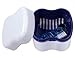 Denture Case,Denture Brush Retainer Case,Denture Cups Bath,Dentures Container with Basket Denture Holder for Travel,Retainer Cleaning Case (Purple)