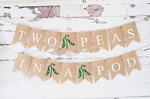 Two Peas In A Pod Banner for Twin Baby Shower or Gender Reveal Party Décor - Thumbnail 2