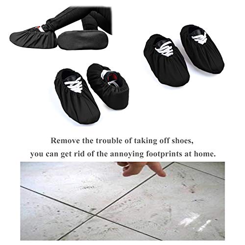 5 Pairs Non Slip Washable Reusable Shoe Covers Cotton and Polyester For Household Thickened Boot Covers, Black