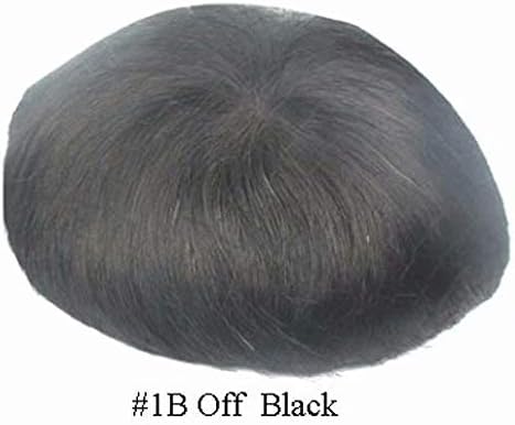 NLW Human Hair Toupee for men 0.04mm PU Skin Silicone toupee Hair prosthesis hair replacement system Gents hair piece Straight hair piece for man 10x8" base Men's wig #1b Off Black - Image 3