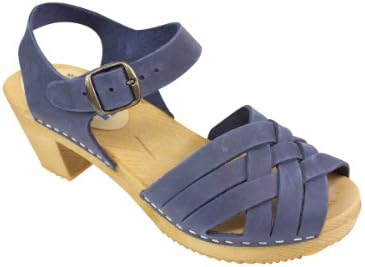 Moheda Betty High Heel Clog in Navy Blue Nubuck Leather