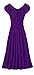 Peach Couture Gypsy Boho Cap Sleeves Smocked Waist Tiered Renaissance Maxi Dress Purple, Medium