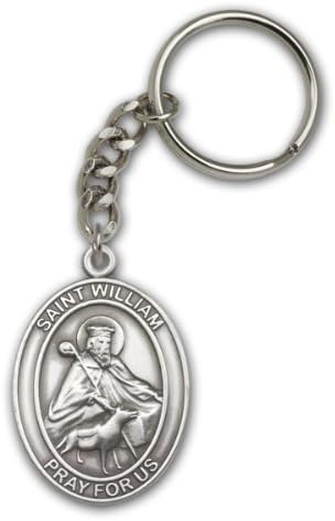Jewels Obsession St. William Keychain Pendant | Antique Silver St. William Keychain Pendant - Made in USA
