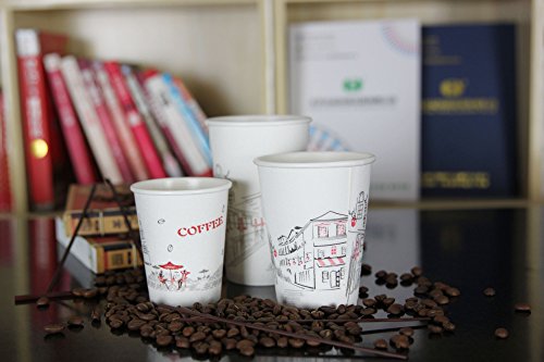 50 Count Disposable Heat Insulated Foam Series, Hot and Cold Foam Coffee Paper Cups, Stylish Foam Outside Wall and Paper Inside Wall Beverage Cups, No Sleeves Needs. (9 oz, Street view)