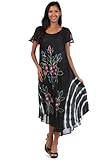 Sakkas Embroidered Painted Floral Cap Sleeve Cotton Dress