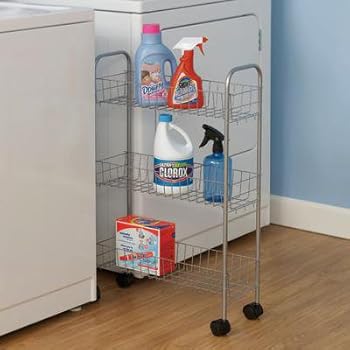 Amazon.com: Whirlpool 1903WH Laundry Supply Storage Cart: Home ... - Household Essentials 7011 Slim Line 3-Tier Metal Storage Cart - Satin Silver