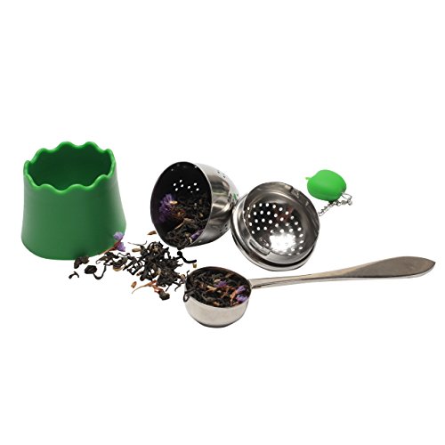 Loose Leaf Tea Infuser [TASSA] Stainless Steel Tea Strainers with Silicone Handle and Silicone Base 3X Plus Stainless Steel Spoon Scooper.