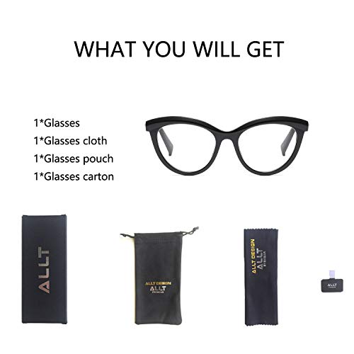 Allt Vintage Cat Eye Optical Eyewear Half Tinted Frame Mod Eyeglasses with Clear Lenses for Women (Black) - Thumbnail 6