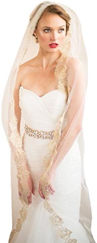 Champagne Color Wedding Veil Lace Edge Chapel Length Veils Wedding Accessories Custom