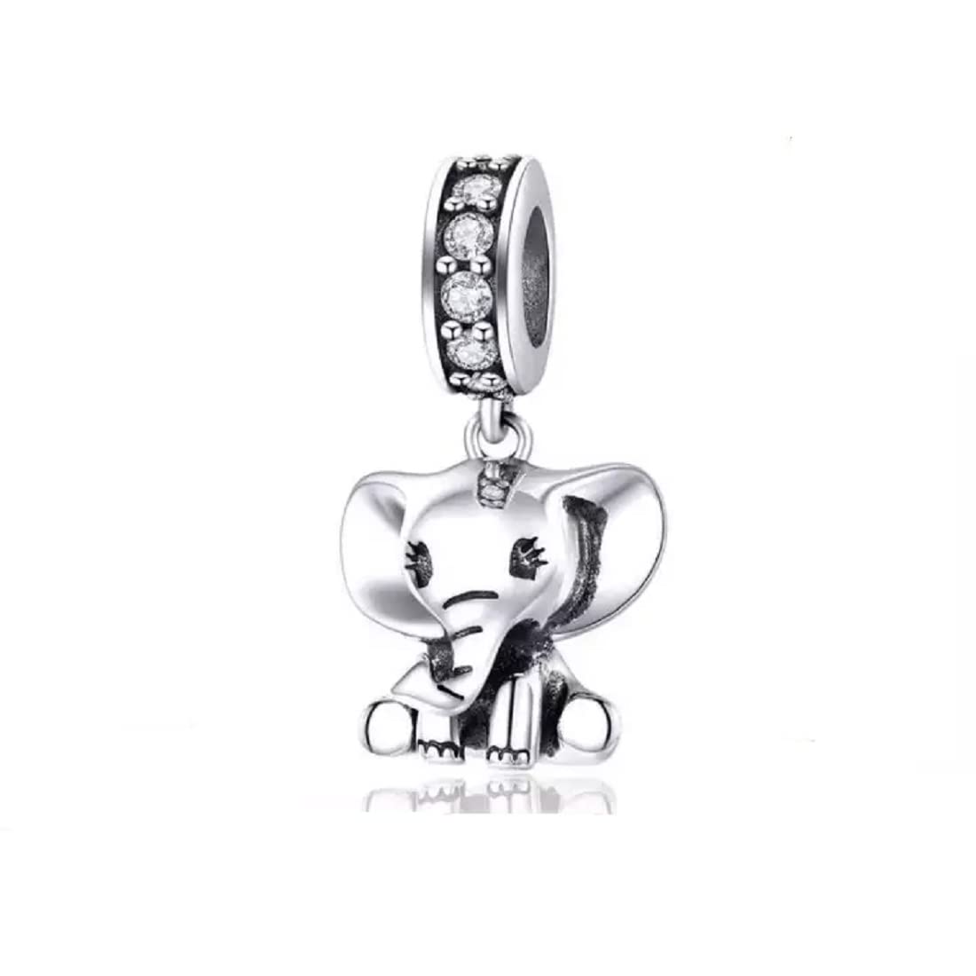 FeatherWish Sterling Silver 925 Charm Lucky Baby Elephant Family Love Nature Travel Dangle Pendant Fits And Compatible With Pandora Bracelets Gift For Birthday Daughter Friend (Baby Elephant) — image 1