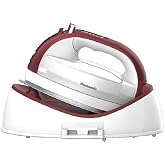 Panasonic Red 360 Freestyle Cordless Iron NI-QL2000R - Cordless Steam Iron for Clothes with Ceramic Charging Base, Vertical Steam Irons, Compact Heavy Duty Press Ironing Machine, 1700 Watts