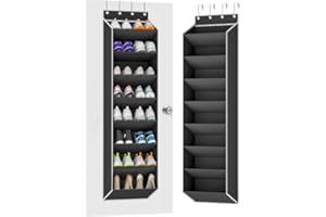 Over The Door Shoe Organizer Storage Fit 16-24 Pairs Hanging Shoe Rack Organiser for Closet Door, Deep Pocket Shoe Holder for