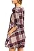 BOOSOULY 3/4 Sleeve Crew Neck Lattice Print Flowy A Line Dress Blouse Tunic for Women Beige L