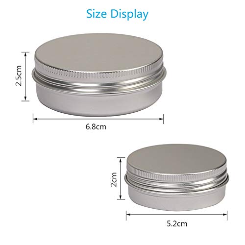 LANMOK 24 Pcs Aluminum Tin Jars (1oz 30ml + 2oz 60ml) Cosmetic Containers Round Tin Cans with Screw Cap Lid for DIY Crafts,Cosmetics,Salve,Candle,Travel Storage - Thumbnail 6