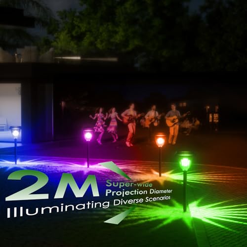 Quntis 6 Packs Outdoor Solar Lights Warm White/RGB, Waterproof IP65 Solar Garden Lights, Automatic Solar Lamp, Warm White Solar Light for Garden, Pathway, Patio, Walkway, Lawn Home