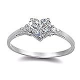 Cassie: 0.81ct Heart-cut Ice on Fire CZ Promise Friendship Engagement Ring 925 Silver, 3135
