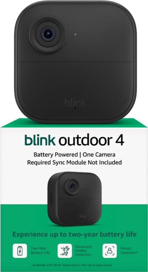 Blink Outdoor 4 – Wireless smart security camera, two-year battery life, two-way talk. Required Sync Module not included – Add-on camera
