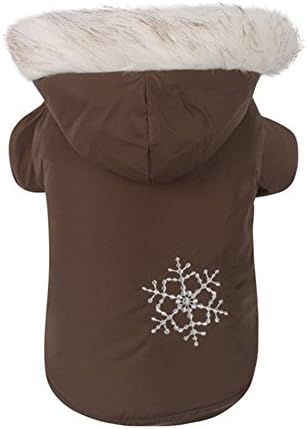 Zerotone Warm Snowflake Double-sided Chirstmas Coat with Removable Cap for Small Pet Dog Cat Coffee XL