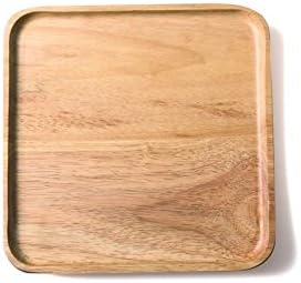 FEAL 9.2 inch Solid Rubber Wood Tray,Tea Tray, Dessert Plates,Pizza Plates,Fruit Plates (square)