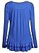 DJT Women's Round Neck Long Sleeve Ruched Front T Shirt Top Large Blue
