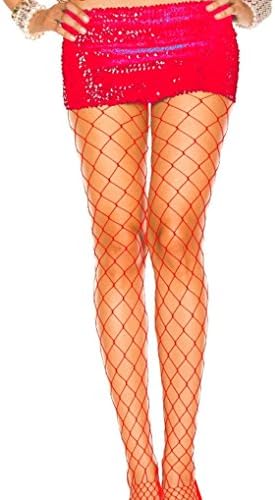 Ultra Hot Quality Seamless Lycra Big Diamond Net Pantyhose (1 or 2) (One Size-2 Pack, Red)