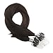 Moresoo 20 Inch Human Hair Extensions Darkest Brown #2 Micro Loop Hair Extensions 50g Per Pack Micro Ring Bead Hair Extensions Remy Hair Extensions 50 Gram