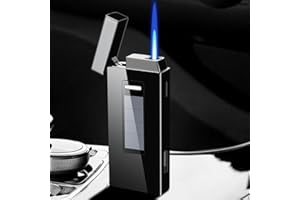 BSDURABLE Metal lighters, Butane-Filled lighters,Lighter Torch Solar Lighter, Refillable Windproof Lighter, Black Ice and Gold, Gift Box, Men's Gift Storm Lighter (Black)