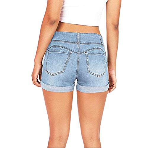 UONQD 2019d Pants, Women Low Waisted Washed Solid Short Mini Jeans Denim Pants Shorts Light Blue