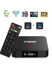 T95 S1 Android TV BOX, Android 7.1 Amlogic S905W Quad Core 2GB   16GB con pantalla digital HDMI HD 4K Ethernet Wifi 2.4GHz