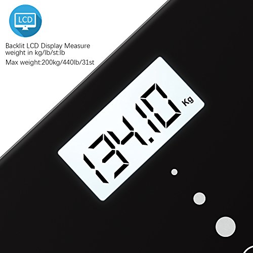Digital Body Weight Bathroom Scale with Step-On Technology, Backlight Display, High Precision Measurements, 440Ibs/31st/200kg Capacity