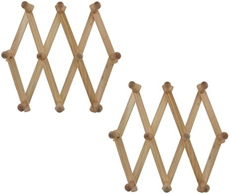 Junipers Expandable Wooden Hat Mug Coat Office Wall Rack, Pack of 2 (HT980