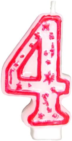 Chef CraftClassic Numeral Candle, Number 4, 3 inch, White/Red