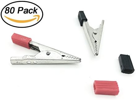 WLine 80Pcs 48mm Alligator Clips Crocodile Clamps With Insulated Tips.