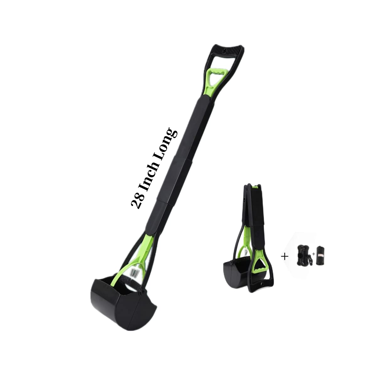 JINGUWU Dog Pooper Scooper, 28 Inch Long Handle Walking Poo Remover Grabber Picker for Clean Up Medium and Large Dogs Animal Waste or Garden Garbage