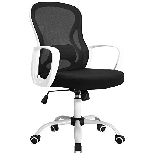 BERLMAN Ergonomic Mid Back Mesh Office Chair Adjustable Height Desk Chair Swivel Chair Computer Chair with Armrest Lumbar Support