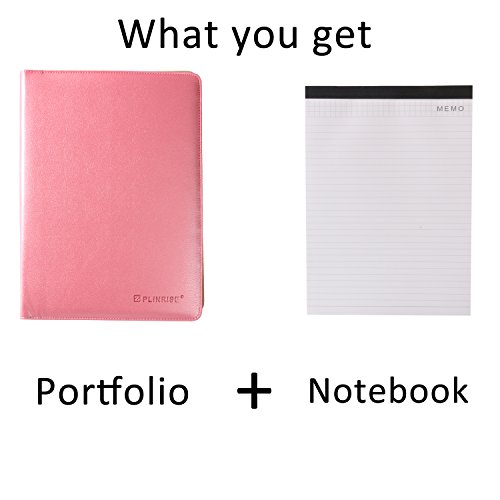 Plinrise Waterproof Shine PU Leather File Folder, Tight Metal Clip File Folder, For Letter Size Papper Writing Pad ,Perfect Office Folio Organizer & Professional Documents (Pink)