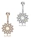 FUNRUN JEWELRY 2PCS 14G Stainless Steel Created-opal Belly Button Rings for Girls Women Dangle Navel Piercing Body Jewelry