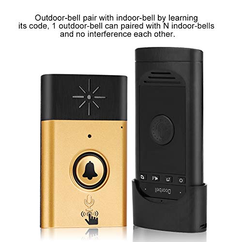 Yesbaby Wireless Voice Intercom Doorbells Two-Way Talk Home Doorbell Intercom Kit (Color : Gold)