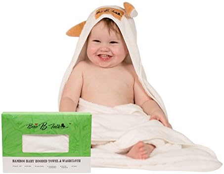 Organic Bamboo Hooded Baby Towel and Washcloth - Baby Bunny - Antibacterial, Hypoallergenic - Large Size for Newborns to Small Children - Bae B Talk