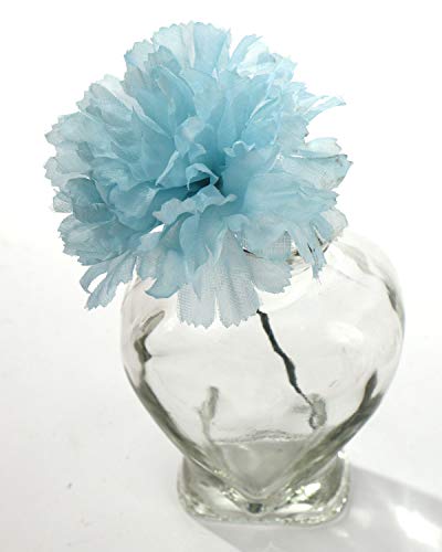 Larksilk Blue Silk Carnation Picks, Artificial Flowers for Weddings, Decorations, DIY Decor, 100 Count Bulk, 3.5" Carnation Heads with 5" Stems