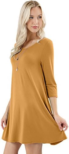 Meilleur Mode Fabric 3/4 Sleeve Swing Tunic With Side Pockets Ash Mus XLarge