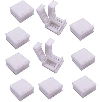 TronicsPros 10pcs 4 Pin Solderless Waterproof LED Strip to Strip Connector RGB Flex LED Ribbon LED Rope LED Tape Light Gapless Adapter for 10mm Wide Waterproof SMD 5050 RGB Flexible LED Strip Light