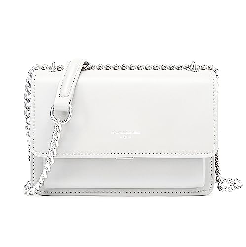 David Jones - Small Shoulder Bag for Women - PU Leather Hand Bag with Flap - Messenger Crossbody Bag Clutch Evening Clutch Bag Elegant Shopping Travel - White