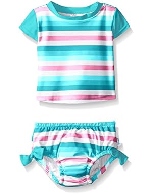 Baby & Toddler Girls' Swimsuit Set with Built-In Absorbent Swim Diaper