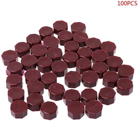 Ujuly 100Pcs Envelope Seal Seal Wax Retro Octagon Beads DIY Decor Sealing Wax Beads (Deep Red)