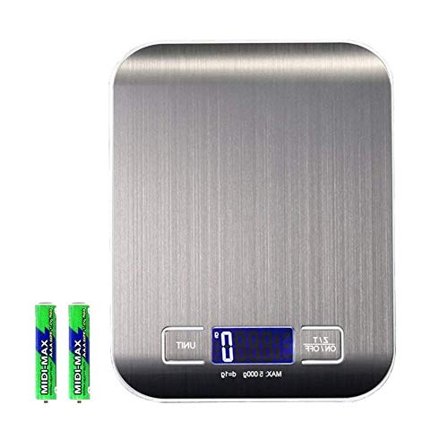 Xelparuc Accurate Digital Kitchen Scale and Food Scale for Cooking,5Kg/1g,Stainless Steel (SILVER)