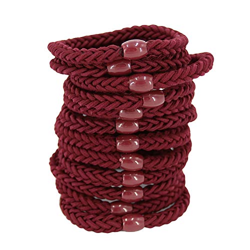 Otartu 12 Pack Ponytail Holder, Atlantic, Exceptionally Secure with Gentle Hold (red) - Thumbnail 3
