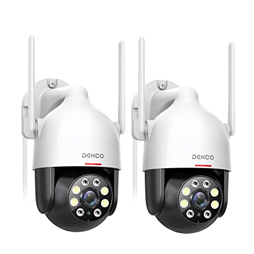 DEKCO 2K Überwachungskamera Aussen WLAN 2 Packungen, 350°/90° Schwenkbar WLAN Kamera Outdoor, 3MP WiFi Kamera mit Automatische Verfolgung, 30m Nachtsi