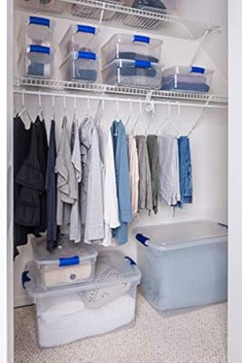 Homz Plastic Storage Modular Stackable Storage Bins With Blue Latching Handles 112 Quart Clear Stackable 2 Pack Baskets Bins Amazon Com Au