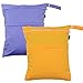 Damero 2pcs Pack Cute Travel Baby Wet and Dry Cloth Diaper Organizer Bag(Medium, Purple+Yellow)